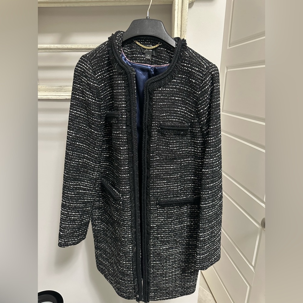 J. Crew Black and silver coat. Worn once